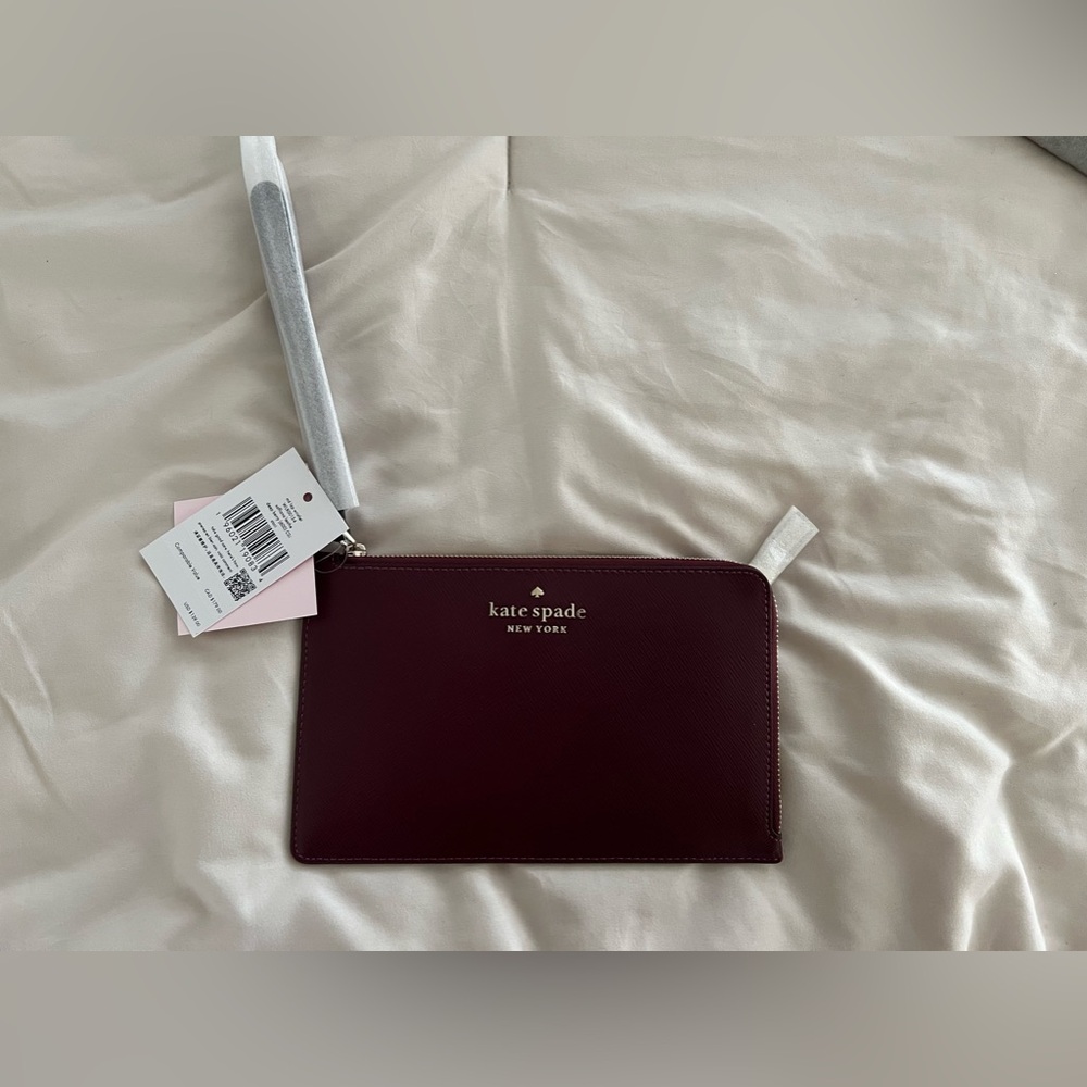 Kate Spade Staci Medium L-zip Wristlet Deep Berry